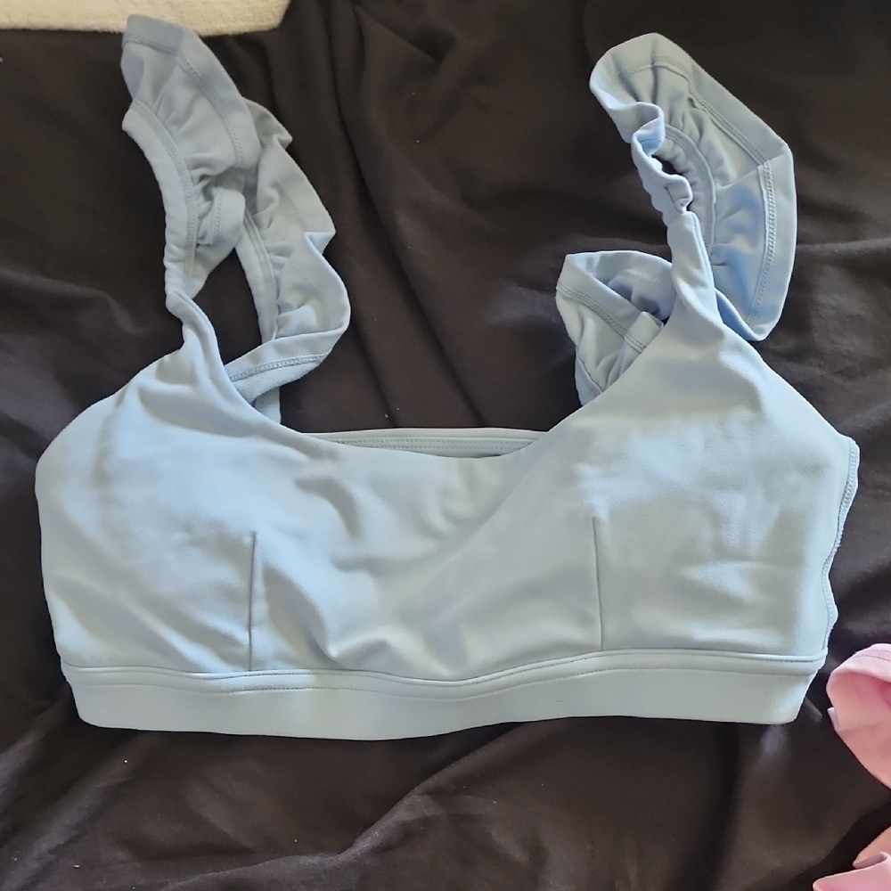 Light Blue Ruffled Strap Bralette
